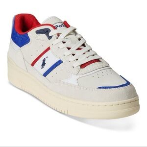 Polo by Ralph Lauren Men's Cream Sneakers with Red and Blue Accents